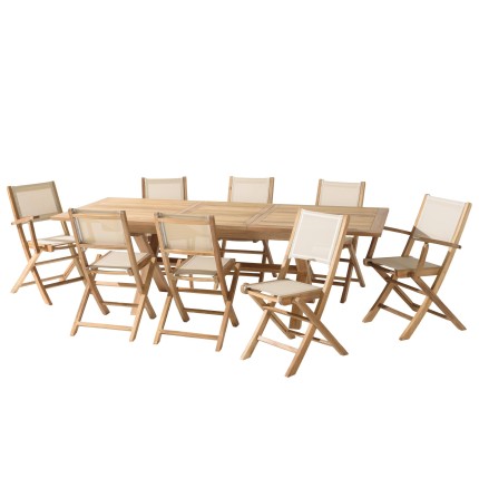 HARRIS - Lot No. 163 Teak and textilene garden furniture for 10/12 people