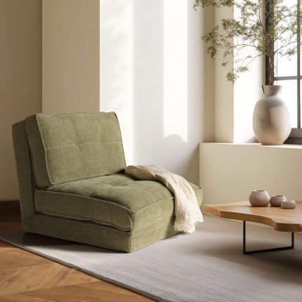 ANGELE - Chauffeuse convertible 1 place en tissu couleur vert