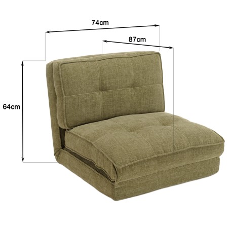 ANGELE - 1-seater convertible armchair in green fabric