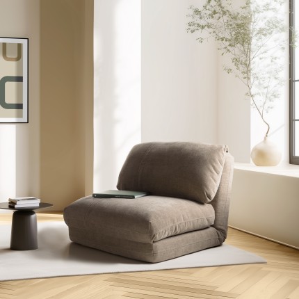 ANGELE - Chauffeuse 1 place multi-position en tissu couleur taupe