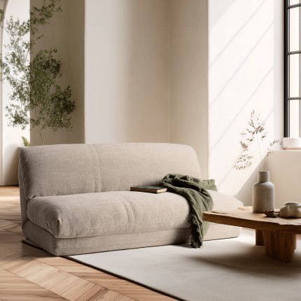 ANGELE - Chauffeuse convertible 2 places en tissu couleur beige