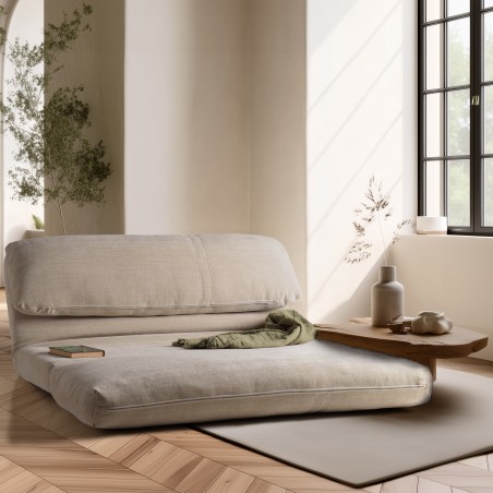 ANGELE - Chauffeuse convertible 2 places en tissu couleur beige