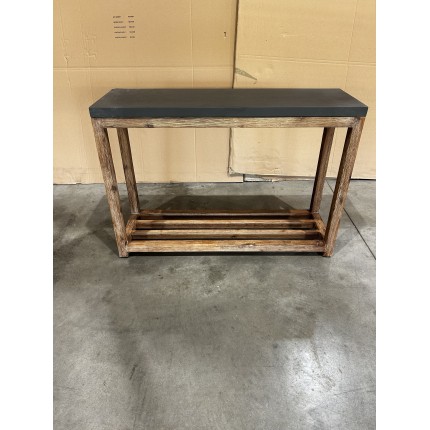 HECTOR Rectangular Console Table PM Double Shelf Dark Concrete Effect and Acacia