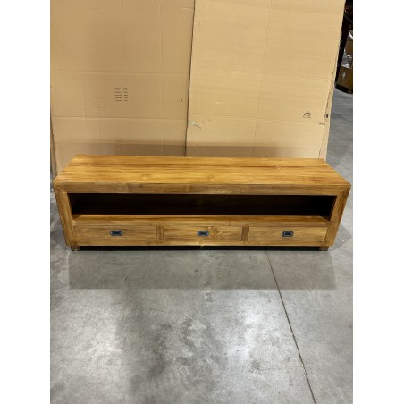 SECOND HAND - Brown TV cabinet with 3 drawers, teak wood API