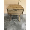 SECOND HAND - Scandi bedside table brown wood with 2 drawers, pine ANDY