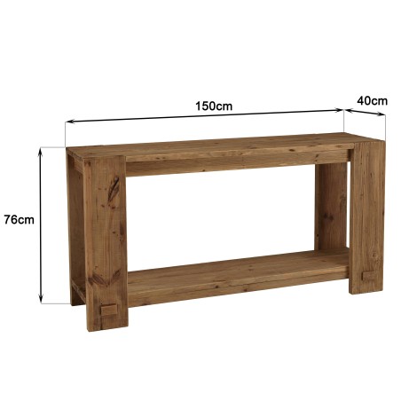 Wooden console table 150x40cm recycled pine wood SANDY
