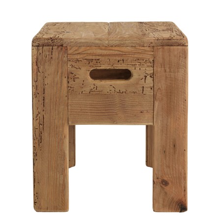 Square stool 35x35cm recycled pine wood SANDY