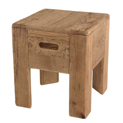 Square stool 35x35cm recycled pine wood SANDY
