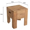 Square stool 35x35cm recycled pine wood SANDY