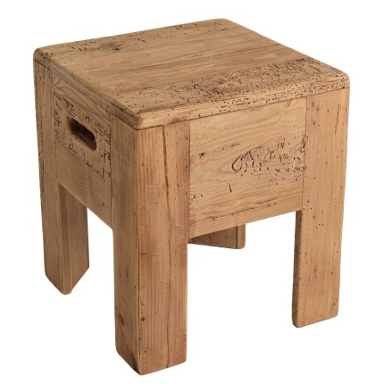 Square stool 35x35cm recycled pine wood SANDY