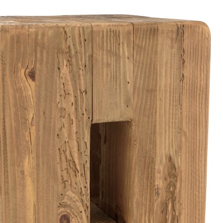 Tabouret carré 30x30cm bois Pin recyclé SANDY