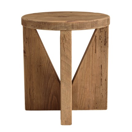 Tabouret rond 40x40cm bois Pin recyclé SANDY