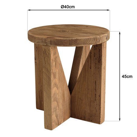 Tabouret rond 40x40cm bois Pin recyclé SANDY