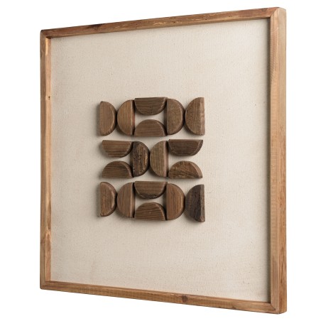 Wall decoration in recycled pine with geometric patterns, 62 x 62 cm