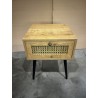 CHARLIE Brown Bedside Table with Cane Effect Drawer