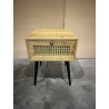 CHARLIE Brown Bedside Table with Cane Effect Drawer