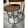 SECONDE MAIN - Set de 2 tables d'appoint rondes marrons Teck recyclé Acacia Mahogany pieds métal noirs
