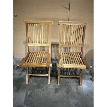 SECONDE MAIN - Ensemble de 2 chaises de jardin Java en bois Teck