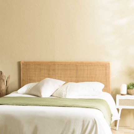 SECONDE MAIN - Tête de lit rect. 140/160cm "cannage" rotin couleur brun miel