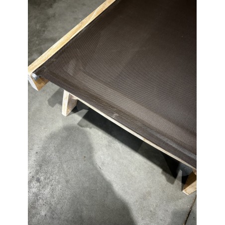 SECONDE MAIN - Bain de soleil textilène couleur taupe en bois Teck
