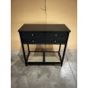 SECOND HAND - Black console table with 4 drawers and 1 shelf, cane effect