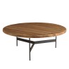 Round coffee table 90x90cm recycled pine wood and black metal legs - DANDY