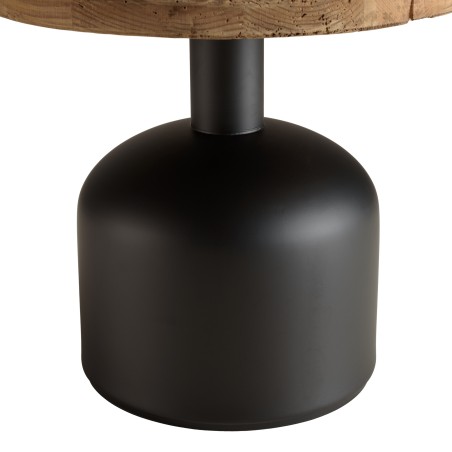 Table d'appoint ronde 50x50cm bois Pin recyclé pied métal noir