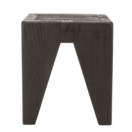 Tabouret carré noir 35x35cm bois Pin recyclé - DANDY