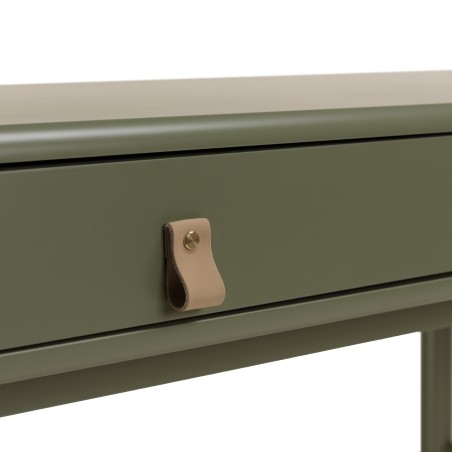 Bureau vert 2 tiroirs et 1 niche en bois naturel  - ETHAN