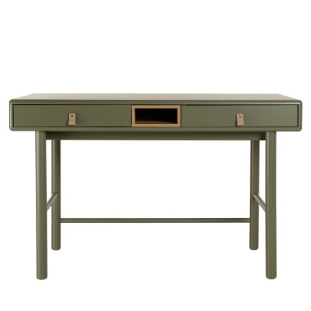 Bureau vert 2 tiroirs et 1 niche en bois naturel  - ETHAN