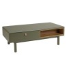 Table basse verte 2 tiroirs et 2 niches en bois naturel - ETHAN