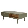 Table basse verte 2 tiroirs et 2 niches en bois naturel - ETHAN