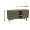 Buffet vert 1 porte 3 tiroirs 3 niches bois naturel - ETHAN