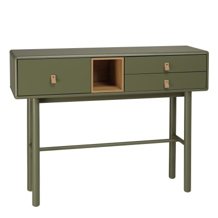 Console verte 3 tiroirs et 1 niche en bois naturel - ETHAN