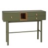 ETHAN - Console verte 3 tiroirs et 1 niche en bois naturel
