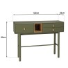 ETHAN - Console verte 3 tiroirs et 1 niche en bois naturel