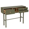 ETHAN - Console verte 3 tiroirs et 1 niche en bois naturel