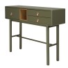 ETHAN - Console verte 3 tiroirs et 1 niche en bois naturel
