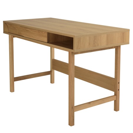 Bureau couleur naturelle 1 tiroir décor motif arrondi 1 niche - ETHAN