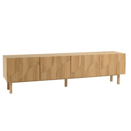 Meuble TV couleur naturelle 4 portes décor motif arrondi - ETHAN