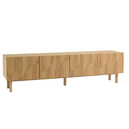 Meuble TV couleur naturelle 4 portes décor motif arrondi - ETHAN