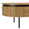 Natural-coloured rounded coffee table with 2 drawers - ETHAN