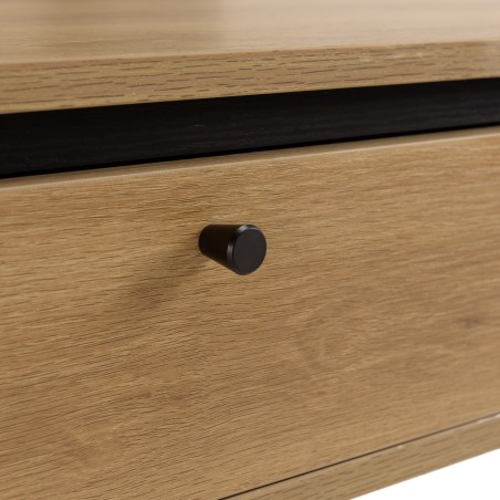 ETHAN - Table basse arrondie couleur naturelle 2 tiroirs