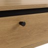 Natural-coloured rounded coffee table with 2 drawers - ETHAN