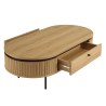 ETHAN - Table basse arrondie couleur naturelle 2 tiroirs