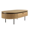 Natural-coloured rounded coffee table with 2 drawers - ETHAN