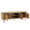 Natural-coloured rounded TV cabinet with 3 doors - ETHAN