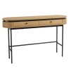 Rounded console table in natural colour with 2 drawers and black metal legs - ETHAN