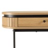 Rounded console table in natural colour with 2 drawers and black metal legs - ETHAN