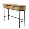 ETHAN - Console arrondie couleur naturelle 2 tiroirs pieds métal noir